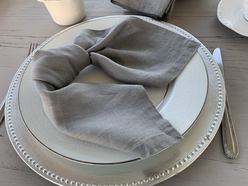 Eight Owls Linen Napkins -100% French Flax - Stonewashed Pure Linen Cloth Napkins - Size 18 Inch x 18 Inch - Set of 4 (Mid Gray) - Image 4